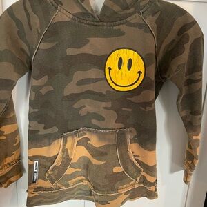 Vintage Havana Camo Hoodie with Yellow Smiley